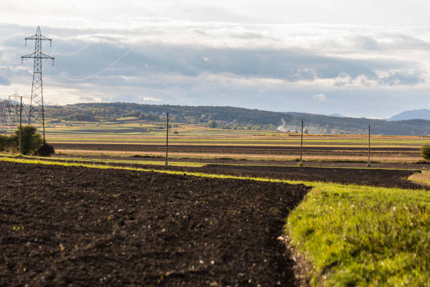 colorful agricultural landscape in autumn time