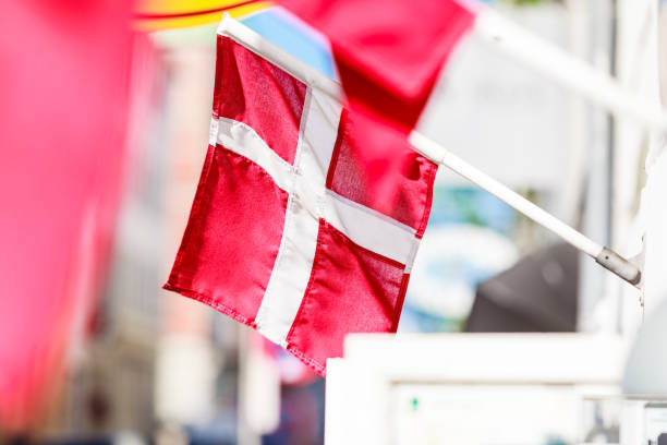 istock Closeup of small Denmark national flag 863436590