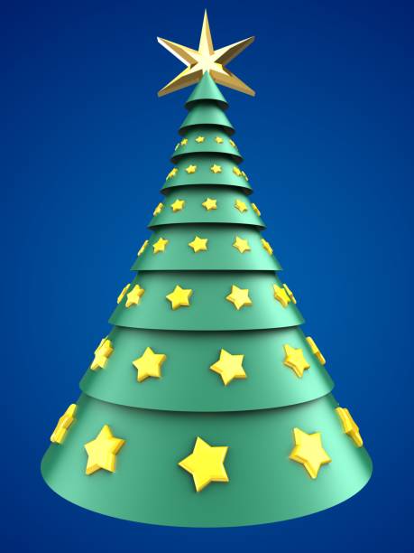 istock 3d green and blue xmas tree over blue 863436850