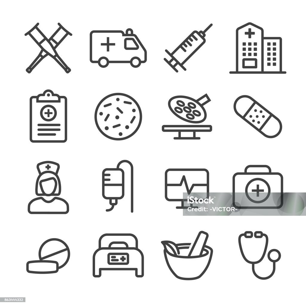 Medical Icon - Line Series Medical, healthcare, hospital, surgery, illness Hospital stock vector