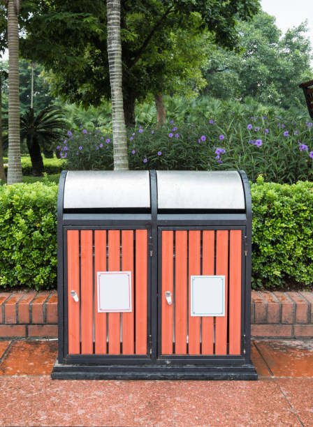 istock Two wooden bin for general waste and recyclable waste 863445592