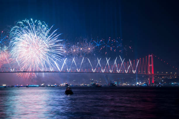 istock Fireworks over Istanbul Bosphorus during Turkish Republic Day celebrations. 15th July Martyrs Bridge (15 Temmuz Sehitler Koprusu). Istanbul, Turkey. 863450282