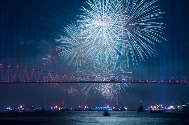 istock Fireworks over Istanbul Bosphorus during Turkish Republic Day celebrations. 15th July Martyrs Bridge (15 Temmuz Sehitler Koprusu). Istanbul, Turkey. 863450344