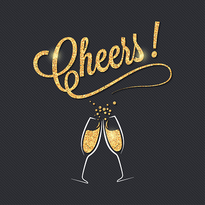 Champagne glass banner. Cheers party celebration design background. 10 eps