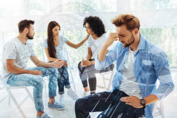 istock Sad friends having discussion with psychologist 863466428
