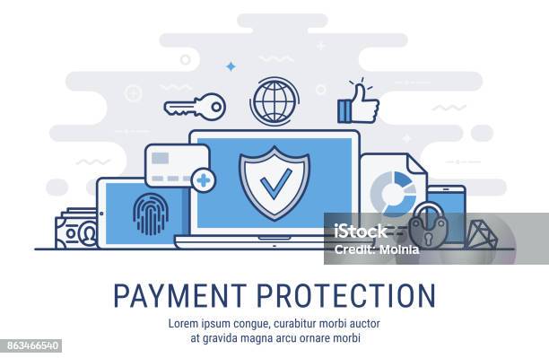 Illustrazione Vettoriale Di Protezione Dei Pagamenti - Immagini vettoriali stock e altre immagini di Misure di sicurezza