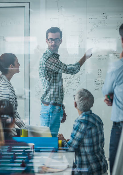istock Young engineer presenting his colleagues new business strategy on a meeting. 863485138