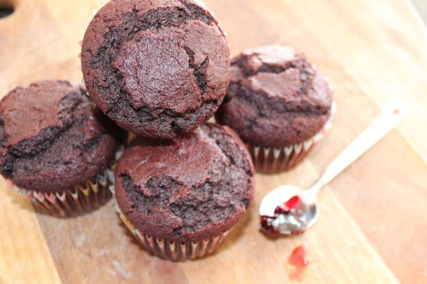 istock Red Velevet Muffins with Jam 863488860