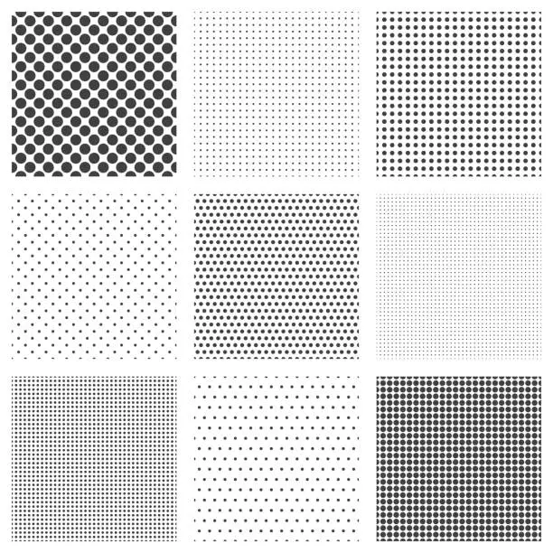 Vector illustration of Halftone dots seamless pattern set