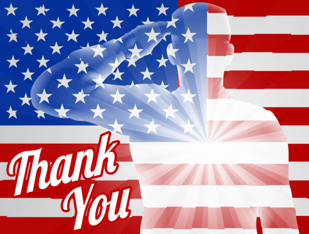 veterans day danke amerikanische flagge - armed forces us veterans day military saluting stock-grafiken, -clipart, -cartoons und -symbole