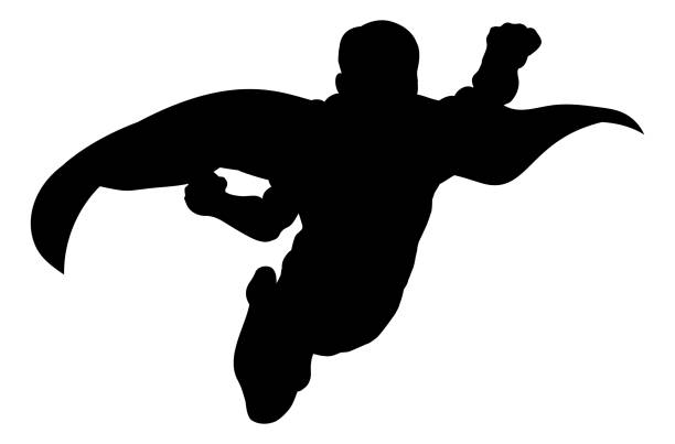 superhelden-fliegen-silhouette - chest fly stock-grafiken, -clipart, -cartoons und -symbole