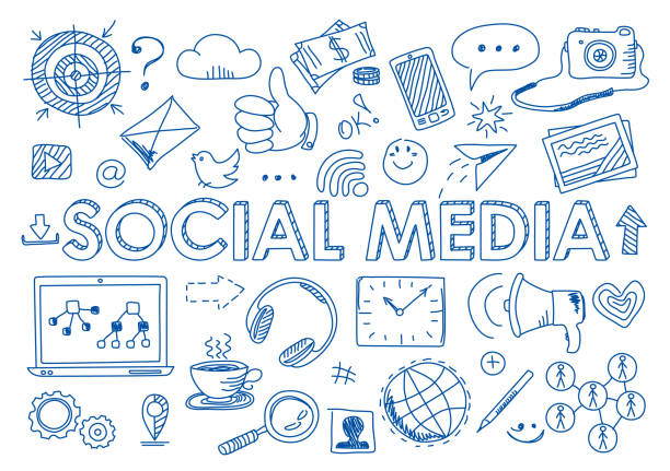 istock Set of social media in doodle style 863504588