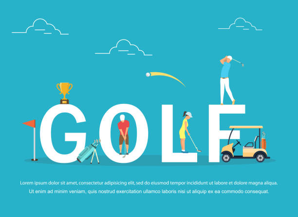 illustrations, cliparts, dessins animés et icônes de illustration vectorielle des jeunes jouant au golf - golf cart golf bag horizontal outdoors