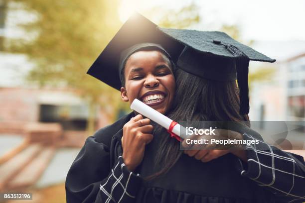 Our Friendship Got Us Through A Lot Of Long Nights Stock Photo - Download Image Now - Graduation, African-American Ethnicity, Student