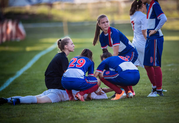 istock Injury on women's soccer match! 863512328
