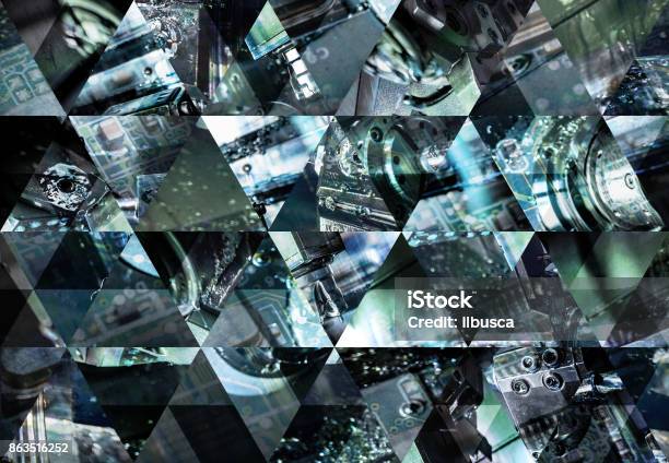 Abstract Triangle Mosaic Background Industrial Machine Stock Photo - Download Image Now