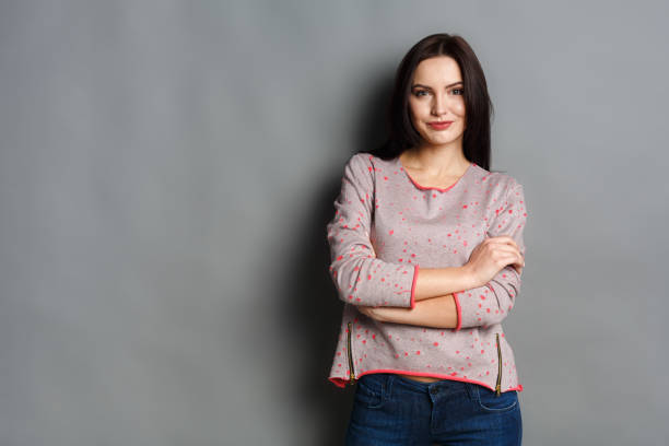 istock Woman with happy facial expression, studio shot 863517084