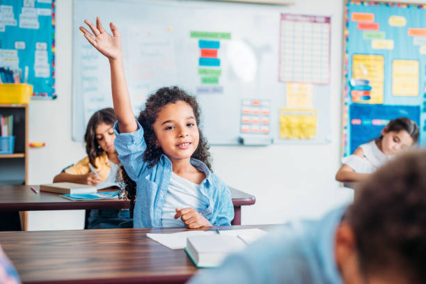 istock girl raising hand in class 863525230