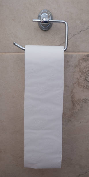 rolka papieru toaletowego wisząca na ścianie - paper towel hygiene public restroom cleaning zdjęcia i obrazy z banku zdjęć