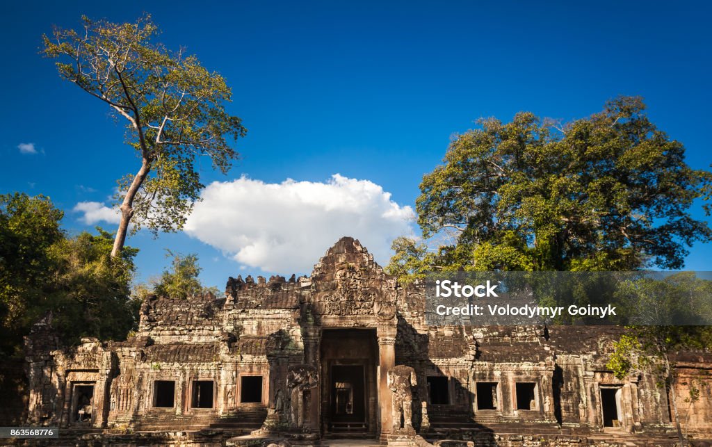 Angkor Wat Temple - Cambodia. Ancient architecture Angkor Wat Temple in Cambodia is the largest religious monument in the world and a World heritage listed complex, inscribed on the UNESCO World Heritage List in 1992. Ancient Khmer architecture Ancient Stock Photo
