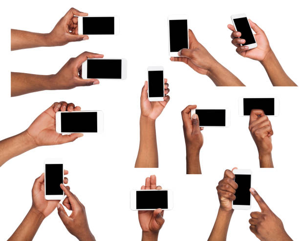 istock Male hands pointing, holding mobile phone 863568996