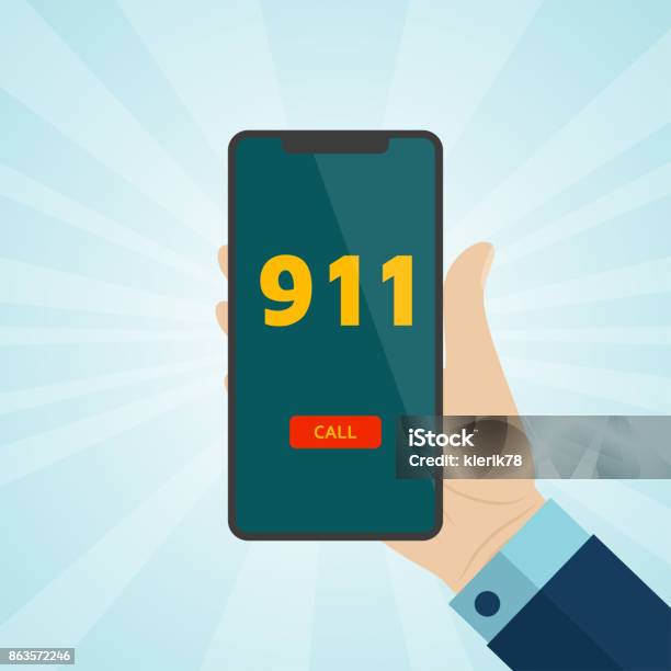 911 Incoming Call Hand Holding Smartphone With Emergency Call 911 On Screen Stock ...
