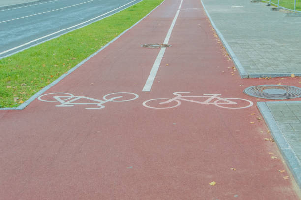 istock a separate bike path in the city 863578442