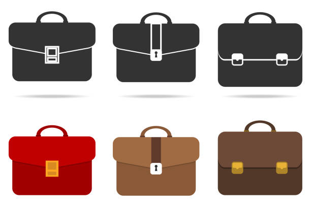illustrazioni stock, clip art, cartoni animati e icone di tendenza di valigetta retrò - purse bag isolated fashion