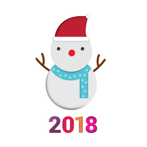 istock Snowman, color paper cut style with white background, vector illustration 863586560