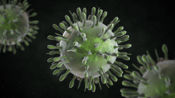 3D illustration of H1N1 virus stock photo