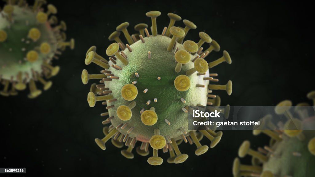 3D illustration of HIV  virus 3D generated close up of HIV  virus HIV Stock Photo