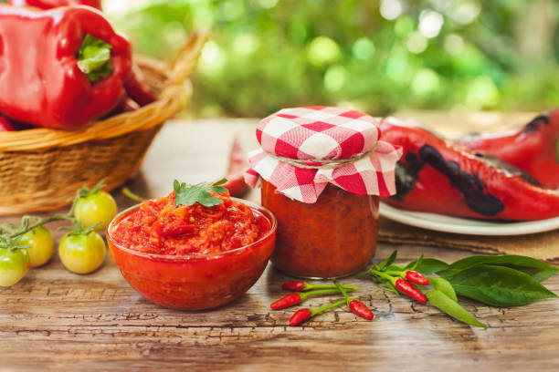 istock Ajvar in bowl and glass jar 863599362