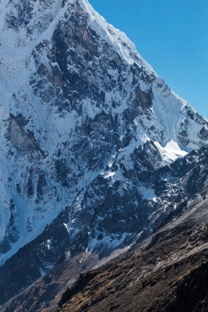 Snowy mountains of the Himalayas on the everest base camp trek