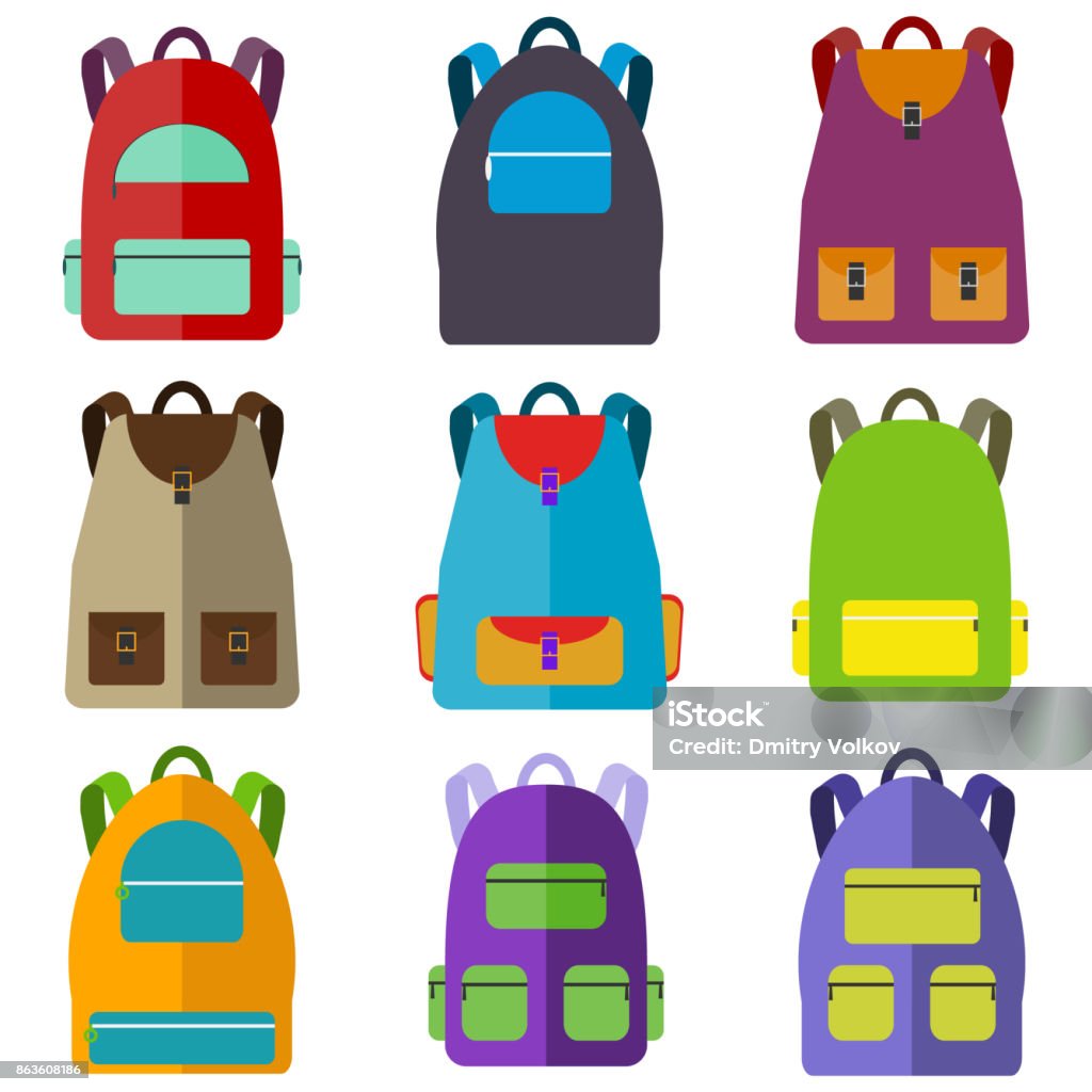 School bag School bag. Flat design, vector illustration, vector. Adventure stock vector