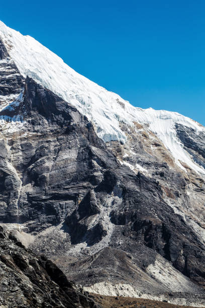 Snowy mountains of the Himalayas on the everest base camp trek
