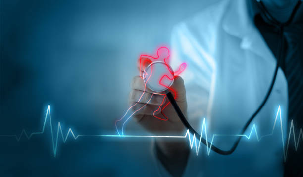 심장 운동 심장의 건강을 증가 시킵니다. - healthcare and medicine stethoscope pulse trace healthy lifestyle 뉴스 사진 이미지