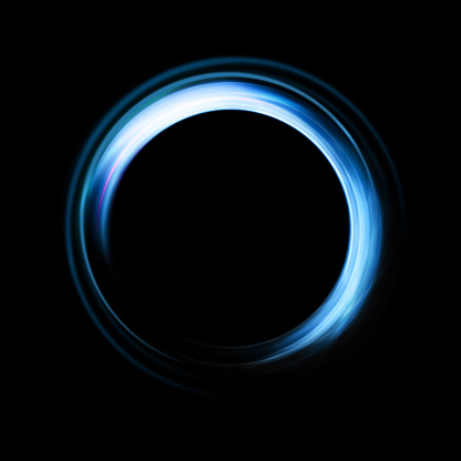 Abstract Background of ring light with luminous swirling on black