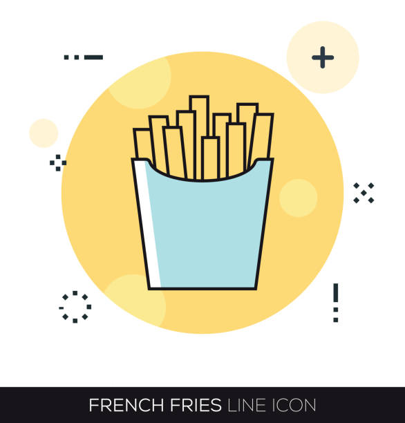 ilustrações, clipart, desenhos animados e ícones de ícone de linha de batatas fritas - box cake food lunch