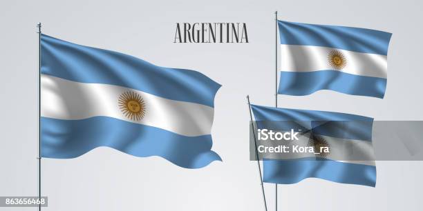 Vetores de Argentinabandeira Definida De Ilustração Vetorial e mais imagens de Bandeira Argentina - Bandeira Argentina, Acenar, Argentina