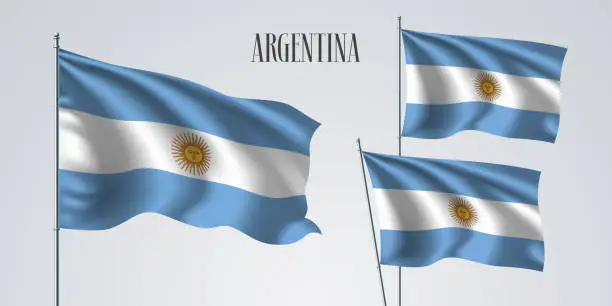 Vector illustration of Argentina waving flag set of vector illustration