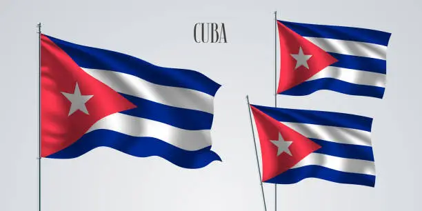 Vector illustration of Cuba waving flag set of vector illustration