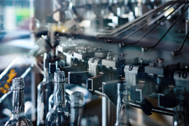 istock Fragment of a machine for washing glass bottles 863667074
