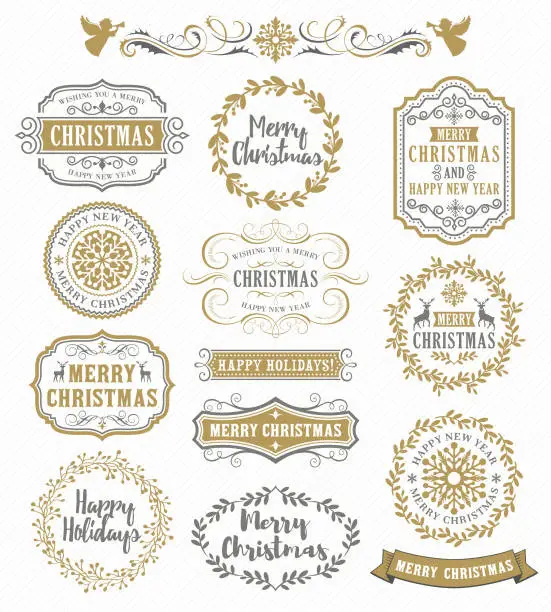 Vector illustration of Christmas Vintage Badges