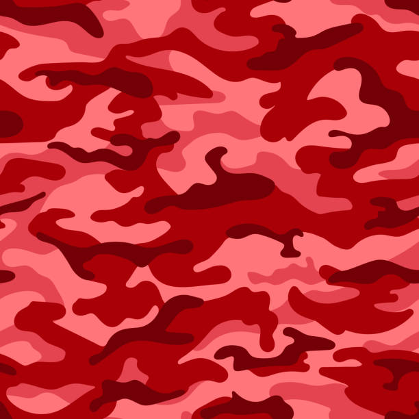 Red camouflage seamless pattern. Vector Red monochrome camouflage seamless pattern. Vector illustration red camouflage pattern stock illustrations
