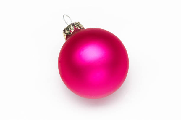 istock one pink christmas tree ball on white background 863694246
