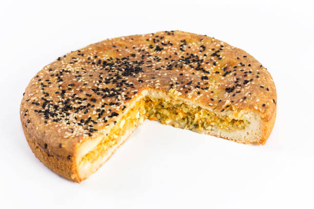 istock pie with cabbage sprinkled with sunflower seeds on white background 863697382