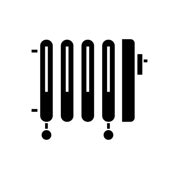 Vector illustration of radiator - oil heater icon, vector illustration, black sign on isolated background