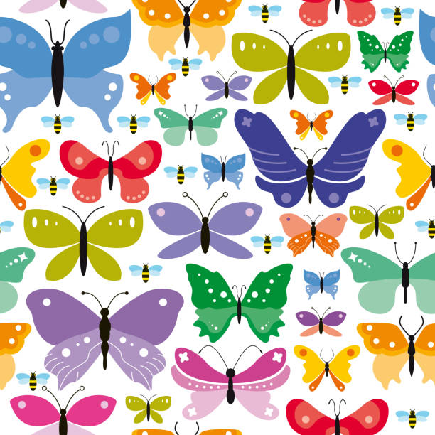 Simple Seamless Butterflies Background Vector Illustration of a Simple Seamless Butterflies Background butterfly cut outs stock illustrations