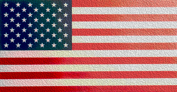 closeup of american USA fabric glitter flag, sparkle stars and stripes, texture of united states of america, show star celebration concept