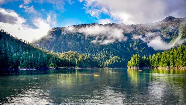 istock Kayak in Alaska with mountain background 863711786